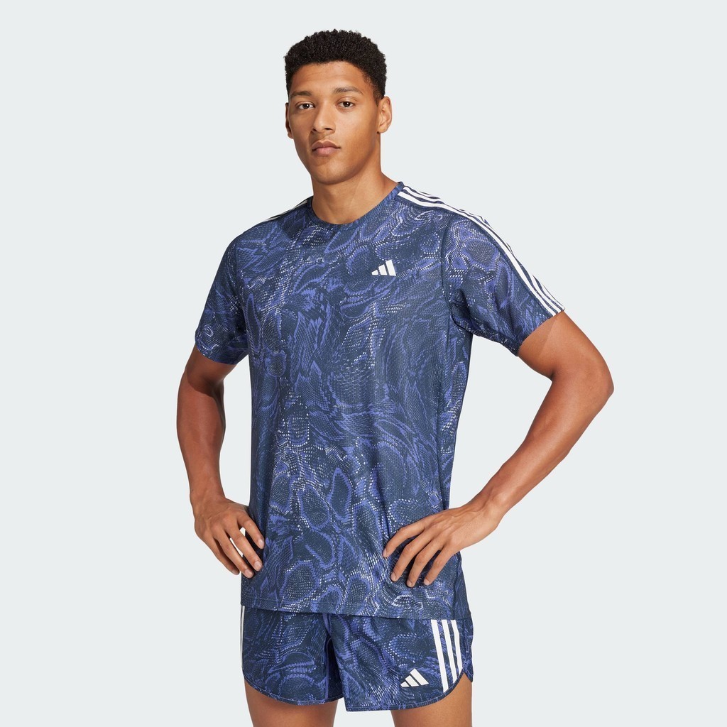 adidas วิ่ง เสื้อยืด AEROREADY ผู้ชาย สีน้ำเงิน IV9982