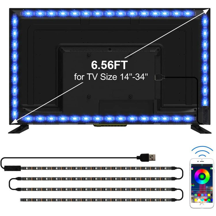 电视专供 迷你蓝牙音乐电视灯条套装 3键手机APP声控TV背景灯带