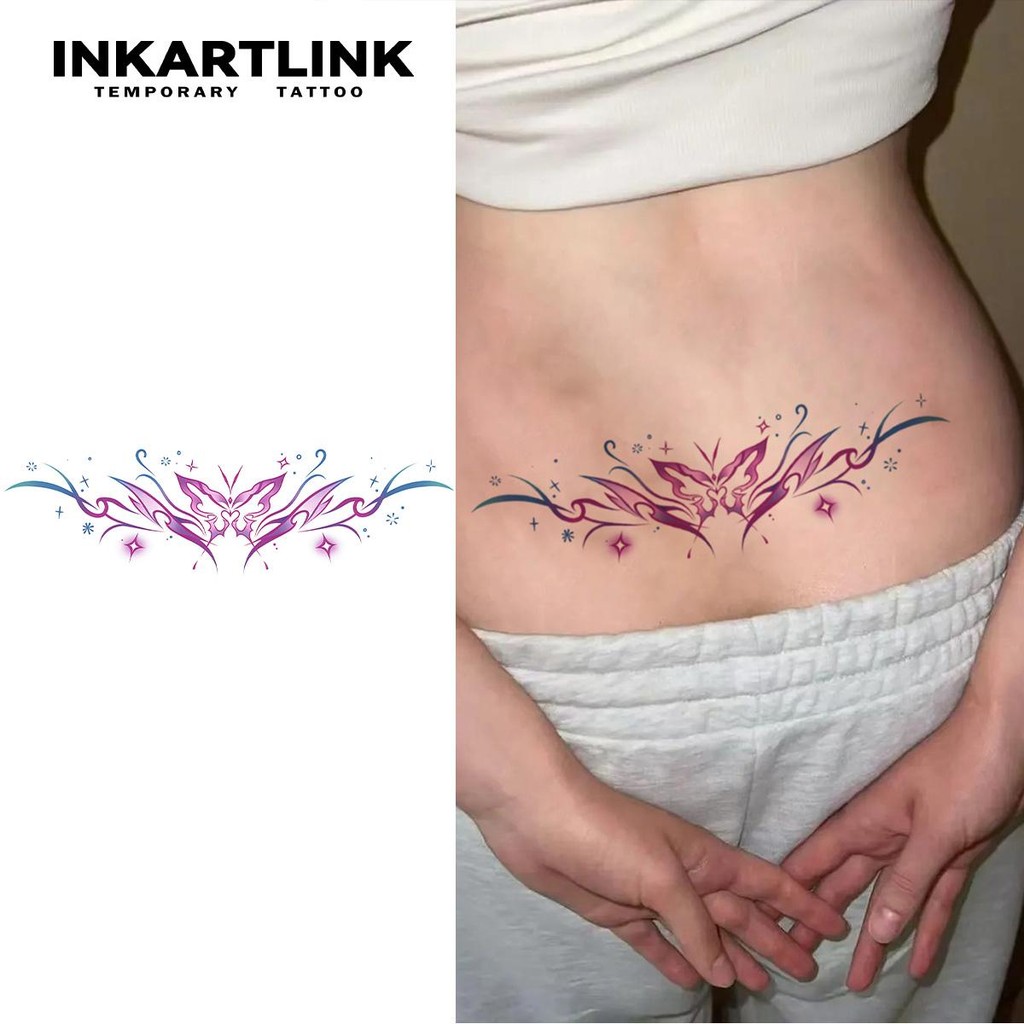 INKARTLINK รูปผีเสื้อ รอยสักชั่วคราว สติ๊กเกอร์รอยสัก สีสันสดใส รอยสักปลอม สีทันที สวมใส่ทุกวัน อุปกรณ์แต่งหน้า