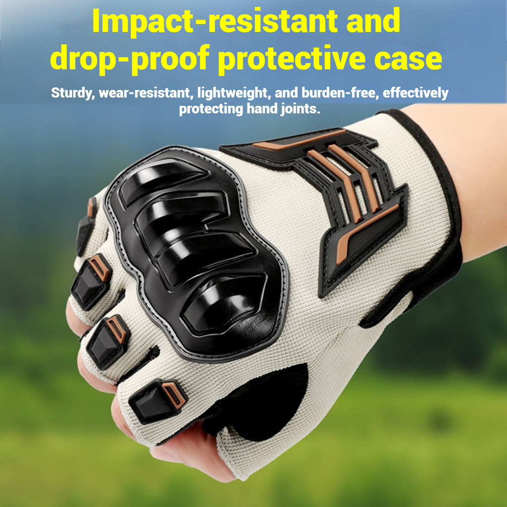 ถุงมือครึ่งนิ้วดีไซน์สำหรับจักรยานยนต์และจักรยานไฟฟ้า ออกแบบเพื่อบรรเทาความร้อน มีระบบระบายอากาศดี และป้องกันการลื่น เพื่อการขับขี่ที่ปลอดภัยในทุกกิจกรรมกลางแจ้ง - รูปที่ 3