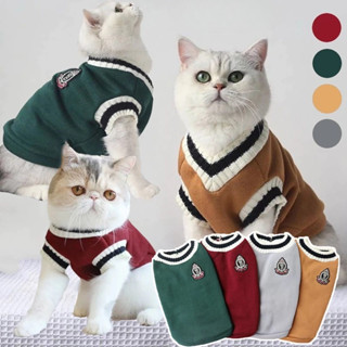 【Hipidog】เสื้อกันหนาว คอวี ลายทาง แฟชั่นฤดูหนาว สําหรับสัตว์…