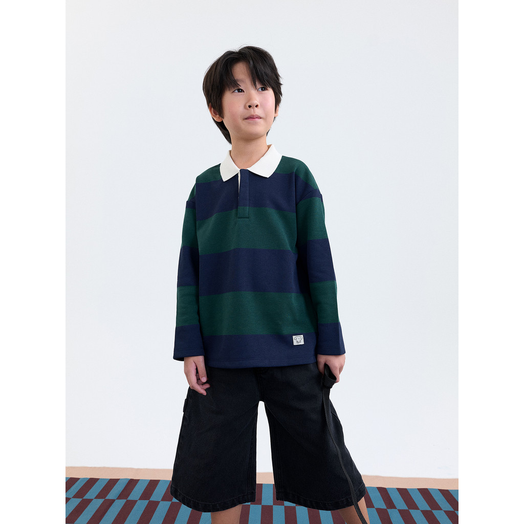 AIIZ (เอ ทู แซด) - AIIZ เสื้อโปโลเด็กผู้ชายแขนยาวลายทาง AIIZ Boy's Striped Rugby Polo Shirt