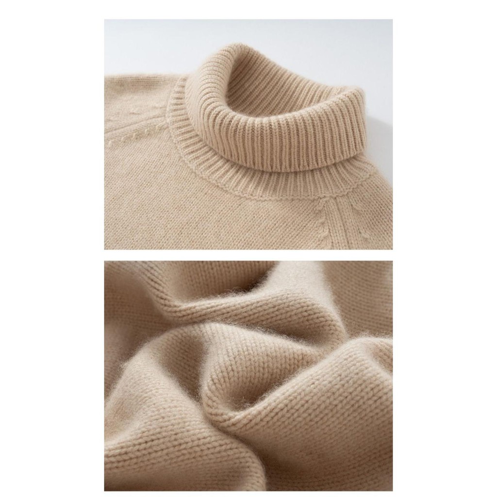 เสื้อถักนิตติ้งสำหรับผู้หญิง แบบหลวม คอสูง สไตล์เรียบง่าย เหมาะสำหรับฤดูหนาวและใบไม้ร่วง - รูปที่ 2