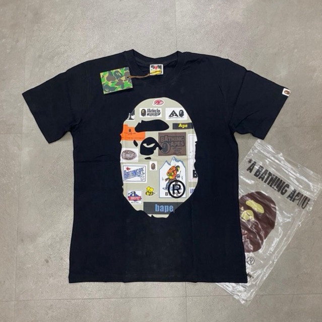 เสื้อยืดแขนสั้น A Bathing Ae Unisex ผลิตจากผ้าฝ้าย 100% สไตล์หลวมสำหรับใส่ลำลอง