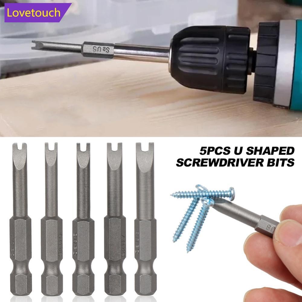 LOVETOUCH 5 ชิ้น U รูปไขควง Bits 1/4 Hex แม่เหล็กชุดหัว 50 มิลลิเมตรความยาวสําหรับเครื่องมือเครื่องม