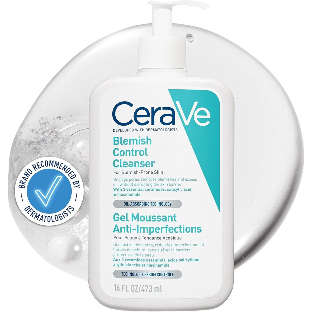 CeraVe Blemish Control Face Cleanser พร้อม 2% Salicylic Acid & Niacinamide สําหรับ Blemish-Prone Ski