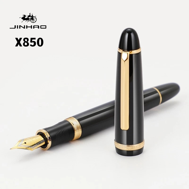 Jinhao X850 Fountain ปากกาทองแดง Barrel คลิปทอง Iraurita Fine / Medium Nib สําหรับเขียนลายเซ็นสํานัก