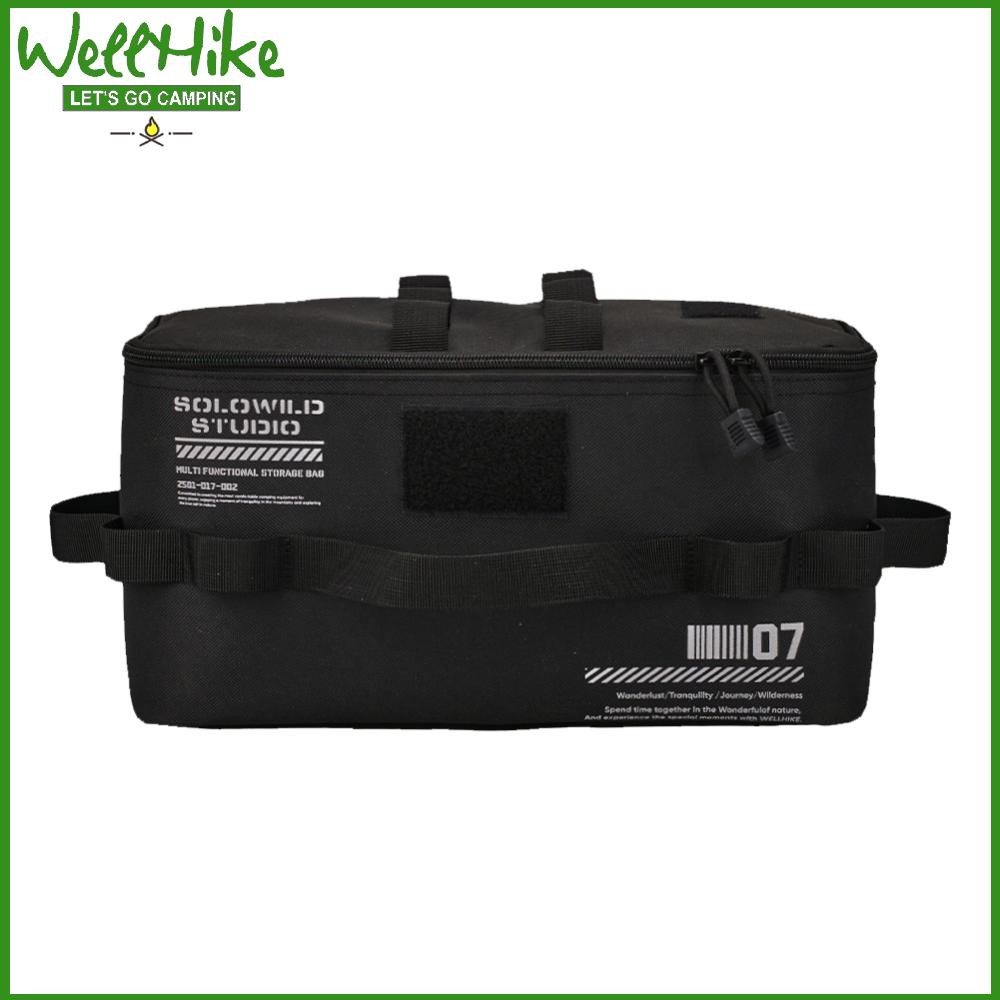 WELLHIKE 🚚กระเป๋ามัลติฟังก์ชันสำหรับพกพา เก็บของได้เยอะ สไตล์แบ็ก팩 เหมาะสำหรับปิกนิกและตั้งแคมป์กลางแจ้ง (สีดำ)