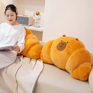 พร้อมส่ง หมอนครัวซองต์ คาปิบารา 20นิ้ว ใบใหญ่เนื้อนุ่มมาก หมอนกอด หมอนอิง อ้วนน่ากอด