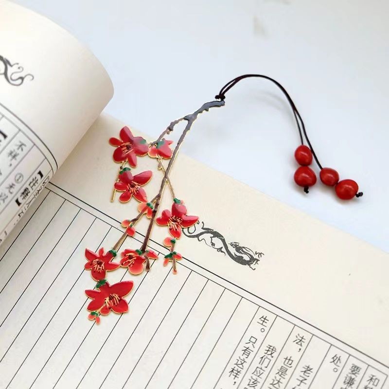 木棉花金金色彩艺书中国风古文艺质拼图红情人礼物背ok โลหะสีศิลปะบุ๊คมาร์คสไตล์คลาสสิกข้อความ bdejhd888.ของฉัน20251011