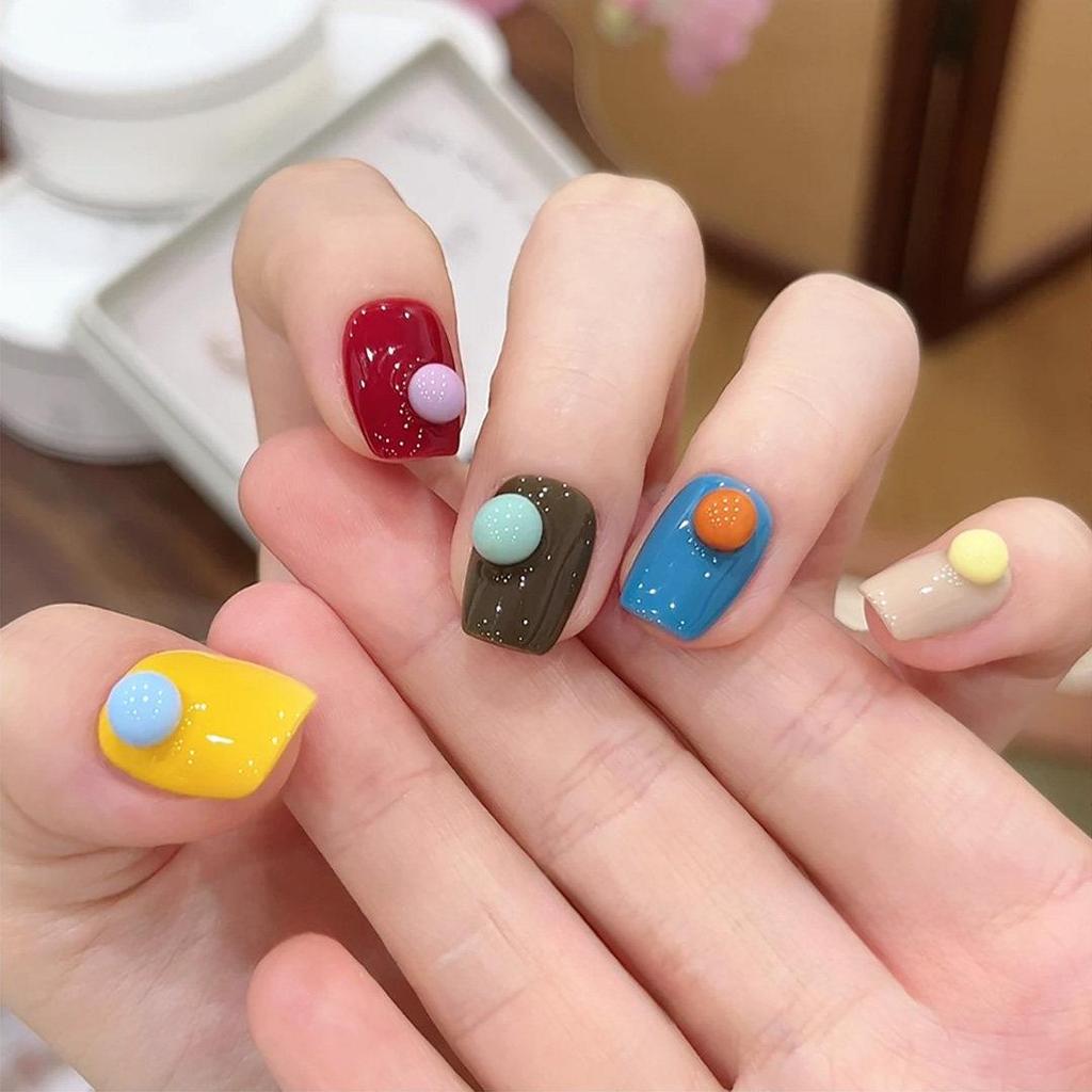 C280 เล็บปลอมสําเร็จรูป ทำด้วยมือ 10 ชิ้น/กล่อง ถั่วสีรุ้ง โดพามีน ช่วยขับผิว สีตัดกัน สวมง่าย ใช้ซ้ำได้ แถมฟรีชุดอุปกรณ์+กล่องเก็บเหล็ก