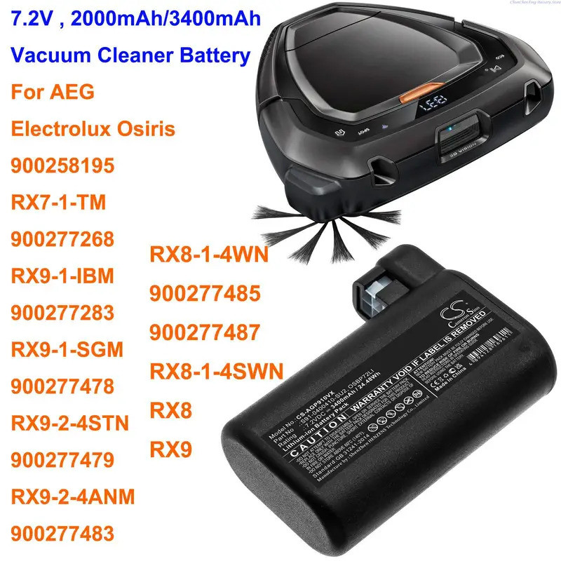 Cameron Sino 2000mAh/3400mAh แบตเตอรี่เครื่องดูดฝุ่นสําหรับ AEG RX7-1-TM,RX9-1-IBM,RX8,RX9,RX8-1-4SW