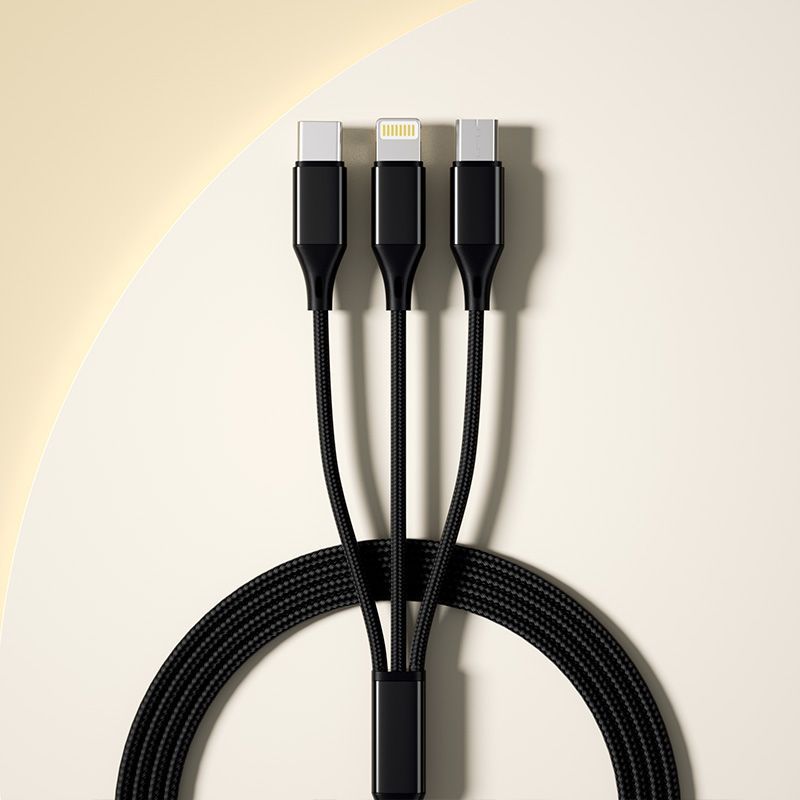 120W Fast CHARGING สายเคเบิลข้อมูลสามในหนึ่งเดียวมือเหมาะสําหรับ Huawei Android Apple โทรศัพท์มือถือ