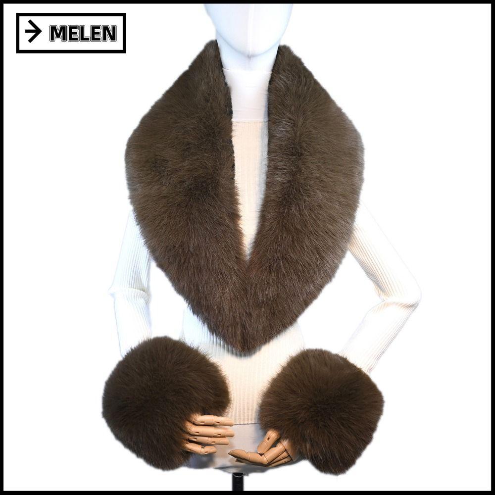 MELEN 3 ชิ้นชุดผ้าพันคอขนสัตว์ Faux, ที่ถอดออกได้ Soft Touch Faux FUR COLLAR Cuffs ชุด,ผู้หญิงอุปกรณ์เสริม WARM Texture วัสดุขนสัตว์คอขนสัตว์อุ่นผ้าคลุมไหล่