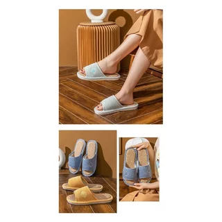 ผ้าลินินธรรมชาติส้นรองเท้าแตะบ้าน PVC Anti-slip หนา soled Macaron สี Four Seasons คู่ระยะทางสั้น Outing Sli