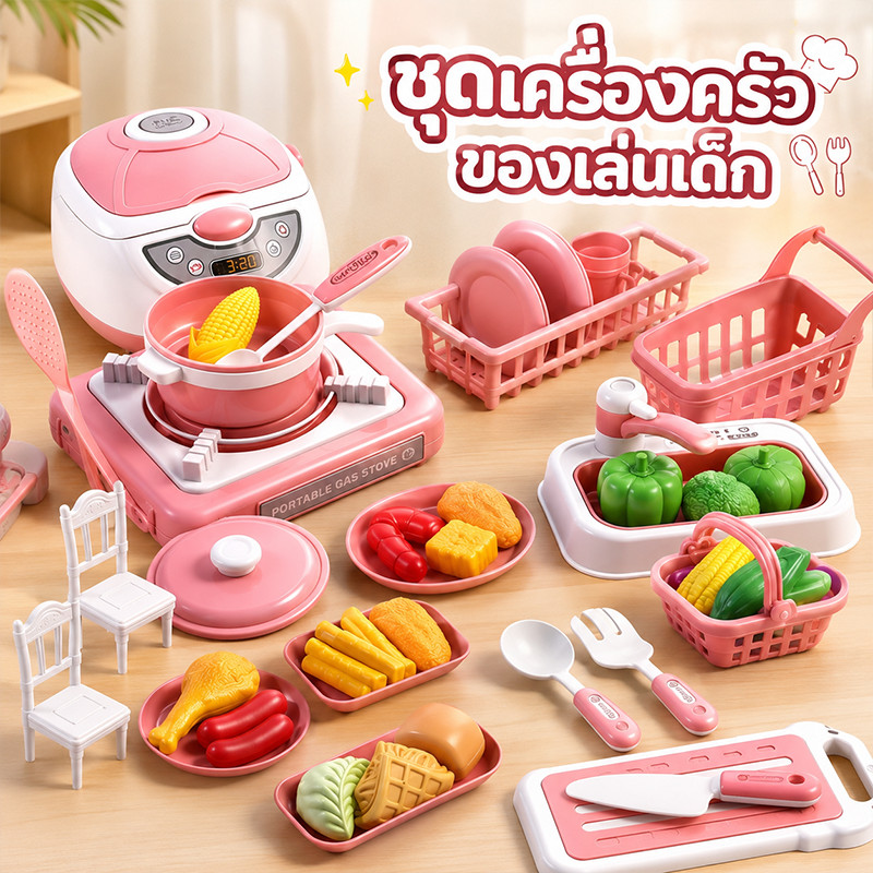 ชุดเครื่องครัวของเล่นเด็ก ของเล่นเด็ก เครื่องครัวมินิ ของเล่นเสริมพัฒนาการ ชุด 37/40/44/48ชิ้น