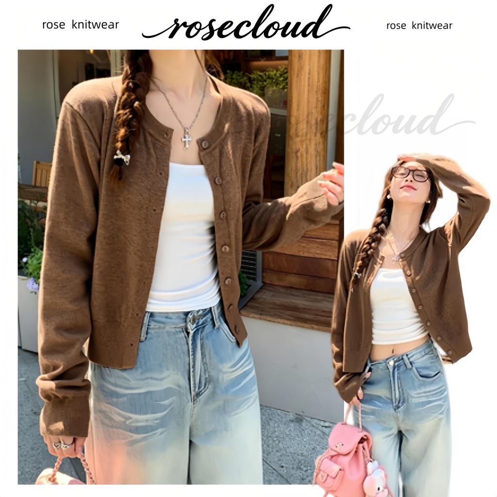 🌟rosecloud🌟8 สีเสื้อคลุมคาร์ดิแกนถักนิตติ้งผู้หญิงเสื้อไหมพรมแขนยาวกันหนาวผ้านุ่มใส่สบายฟรีไซส์//+