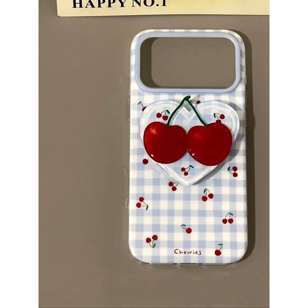 เคสโทรศัพท์ เหมาะสําหรับ iPhone X XS XR XSMAX 11 12 13 14 15 16 17 Pro max Plus ตาข่ายสดขนาดเล็กเชอร์รี่ + วงเล็บกันกระแทกกันกระแทกกันกระแทกเคสรวมทุกอย่าง PXTL
