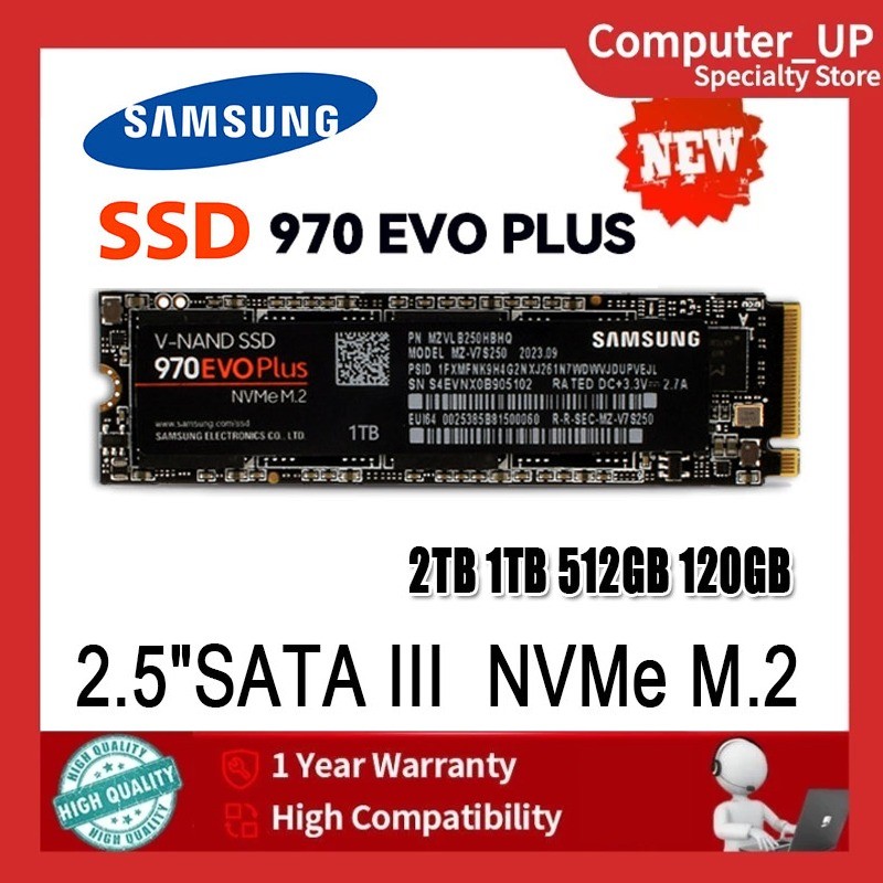 Samsung 970 EVO Plus MLC NVMe M.2 2280 250GB 500GB 1TB 2TB NVMe M.2 ภายใน SSD Solid State Drive PCle