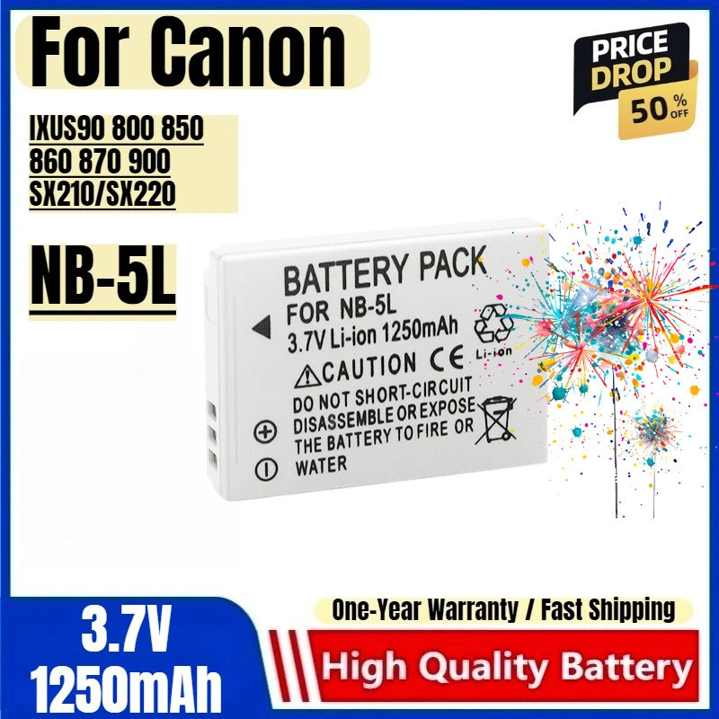 NB-5L แบตเตอรี่ 3.7V 1250mAh แบตเตอรี่และเครื่องชาร์จสําหรับ Canon IXUS90 800 850 860 870 900 SX210/
