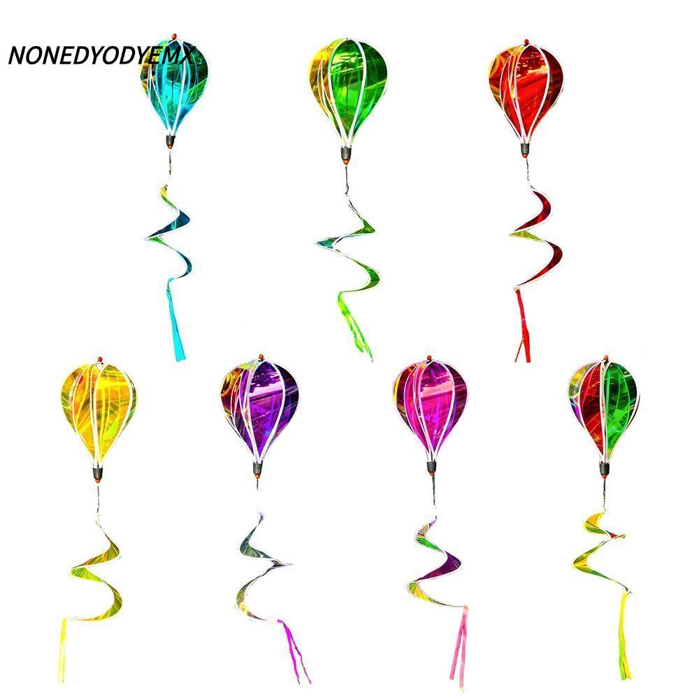 NONDYOMX Hot Air Balloon Spinners, ขนาดยักษ์ฟิล์มเปลี่ยนสี Wind Spinners, Striped Tie Dye สีรุ้งวัสดุพลาสติกหมุนเลื่อม Wind Decor