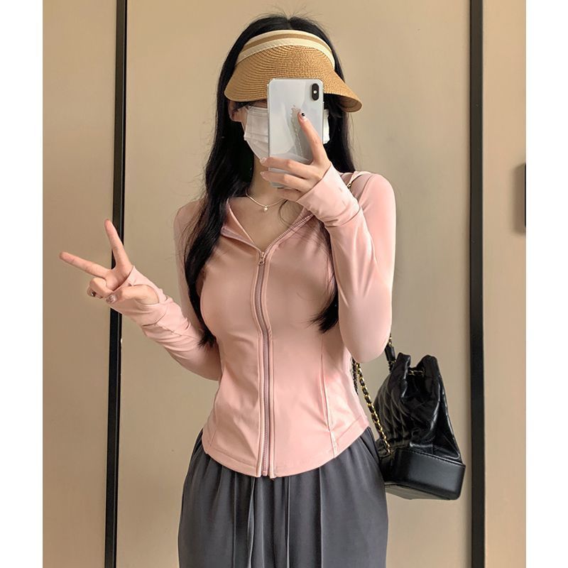 防晒衣女透& 气速干跑步服运动户外休闲瑜伽服女薄款防紫外线上衣Sunscreen clothes for women, breathable and quick drying running clot