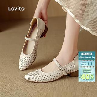 Lovito Elegant Women Preppy Heels Soft Sole Shoes Mom Shoes Commute All Seasons LFA85069