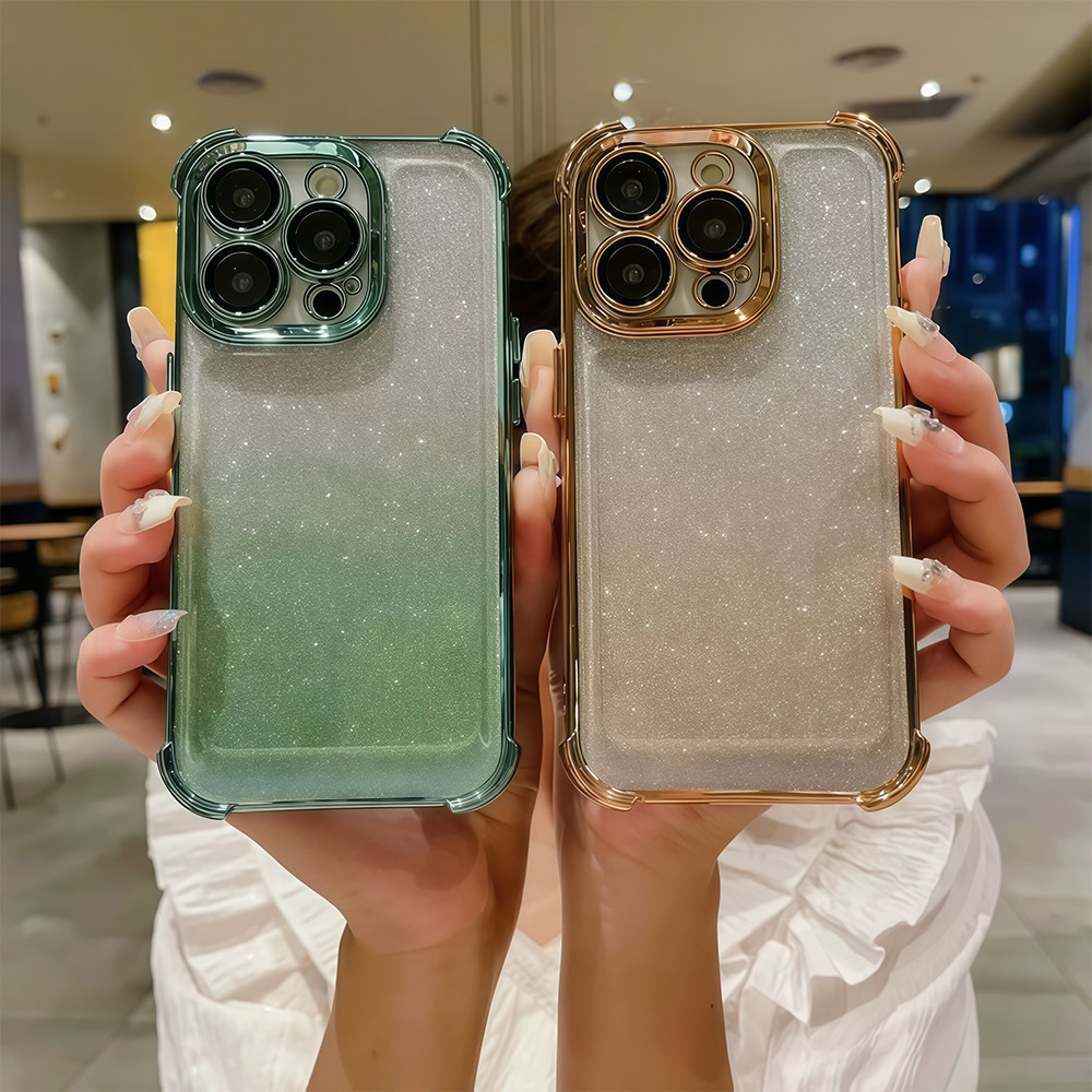 สําหรับ Samsung Galaxy A25 A36 A56 A07 A07 S24PLUS S25PLUS 5G แฟชั่นผงกากเพชรสีสันสี่มุมป้องกันการตก