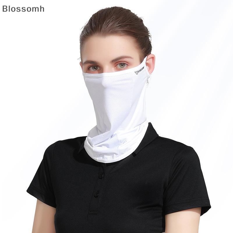 Blossomh หน้ากากผ้าไหมน้ําแข็งผู้หญิงฤดูร้อน Anti-UV Qui-drying Face Cover ผ้าพันคอ Breathable Lady Ne ป้องกันแขวนหูแถบคาดศีรษะใหม่