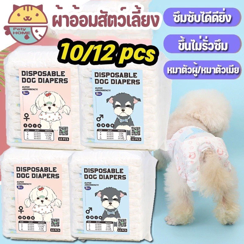 พร้อมส่ง✅🐱ผ้าอ้อมสัตว์เลี้ยง ผ้าอนามัยสุนัข หมาตัวผู้/หมาตัวเมีย ผ้าอ้อมน้องหมา ผ้าอ้อมแมว 12pcs