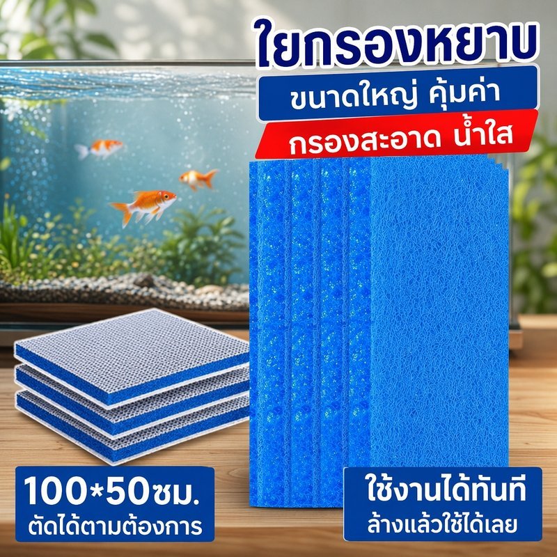 ฟิลเตอร์แมท ใยกรองญี่ปุ่น ชนิดหยาบ หนาพิเศษ สำหรับบ่อปลา ตู้ปลา ทนทาน ยืดหยุ่น แข็งแรง ไม่มีกาว