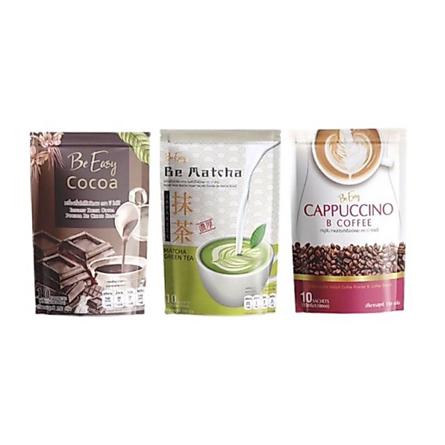 ส่งฟรี พร้อมส่ง กาแฟนางบี Be Easy Cappuccino  โกโก้ ชาเขียวมัจฉะ อ่านก่อนนะคะย้ำ 1 ห่อมี 10 ซอง (ราคาต่อ 1ห่อ)เลือกรส