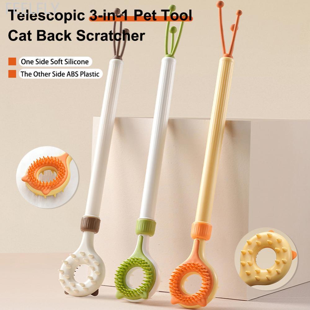 FEELFLY 2 In 1 Retractable สองด้าน Cat Teaser Wand มัลติฟังก์ชั่นวด Scratcher Interactive สัตว์เลี้ย