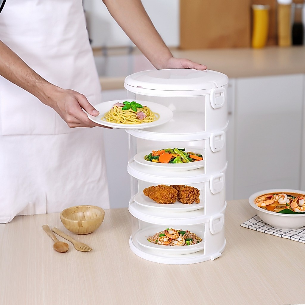 GlobalHouse SUPERLOCK ชั้นเก็บอาหารคอนโด 4 ชั้น 24.7x24.7x43.5 ซม. #6404 สีขาว สินค้าของแท้คุณภาพดี