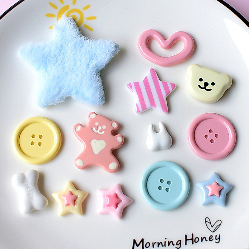 Macaron ปุ่มน่ารัก Star Bear DIY รองเท้า Charms ชุดรองเท้าหัวเข็มขัด Charms อุปกรณ์เสริมสําหรับหัวเข็มขัดรองเท้ารองเท้าแตะ