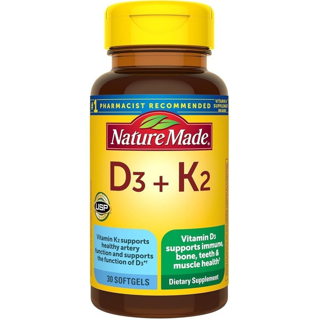 Nature Made วิตามิน D3 K2, 5000 IU (125mcg) วิตามินดี ใช้สําหรับกระดูก ฟัน กล้ามเนื้อ และอาหารเสริมเ