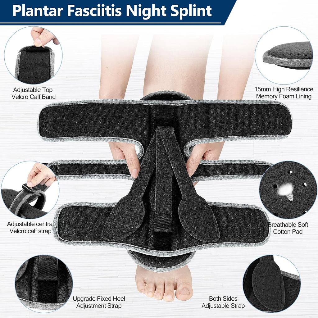 Upgraded Plantar Fasciitis Night Splint (ตัดแต่งสีดํา-เทา)