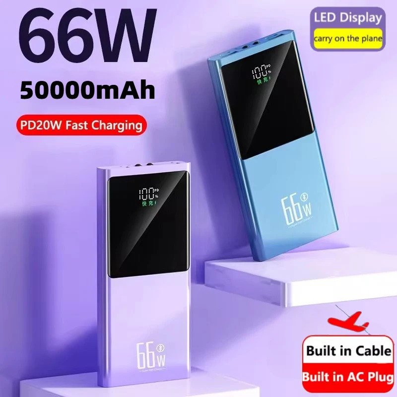 66W Super Fast Charging Power Bank 50000mAh แบบพกพา Charger ภายนอกแบตเตอรี่สําหรับ iPhone 15 Huawei 