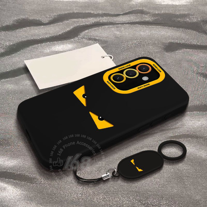 เคส Samsung A56 A57 A55 5G เคสตลกอีโมจิตาสัตว์ประหลาด กันกระแทก พร้อมสายคล้องโทรศัพท์หนัง ซิลิโคนเนื้อนุ่มด้าน กันรอยนิ้วมือ