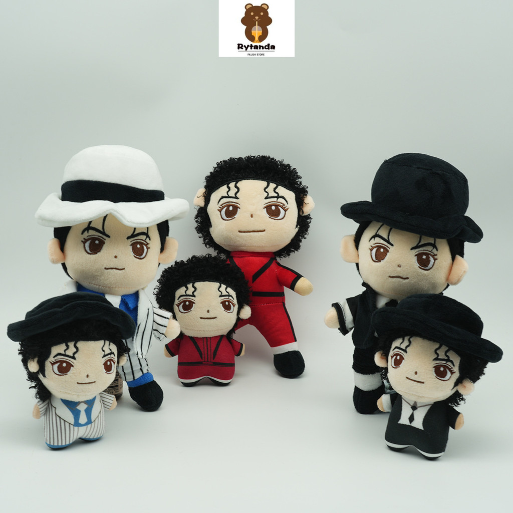 Rytanda Michael Jackson Plushie ตุ๊กตาสนุกน่ารักจําลอง Jackson ตัวการ์ตูนตุ๊กตาของเล่นตุ๊กตาหมอนยัดไส้นุ่มแฟนจบการศึกษาของขวัญคริสต์มาสของขวัญวันเกิดตกแต่ง