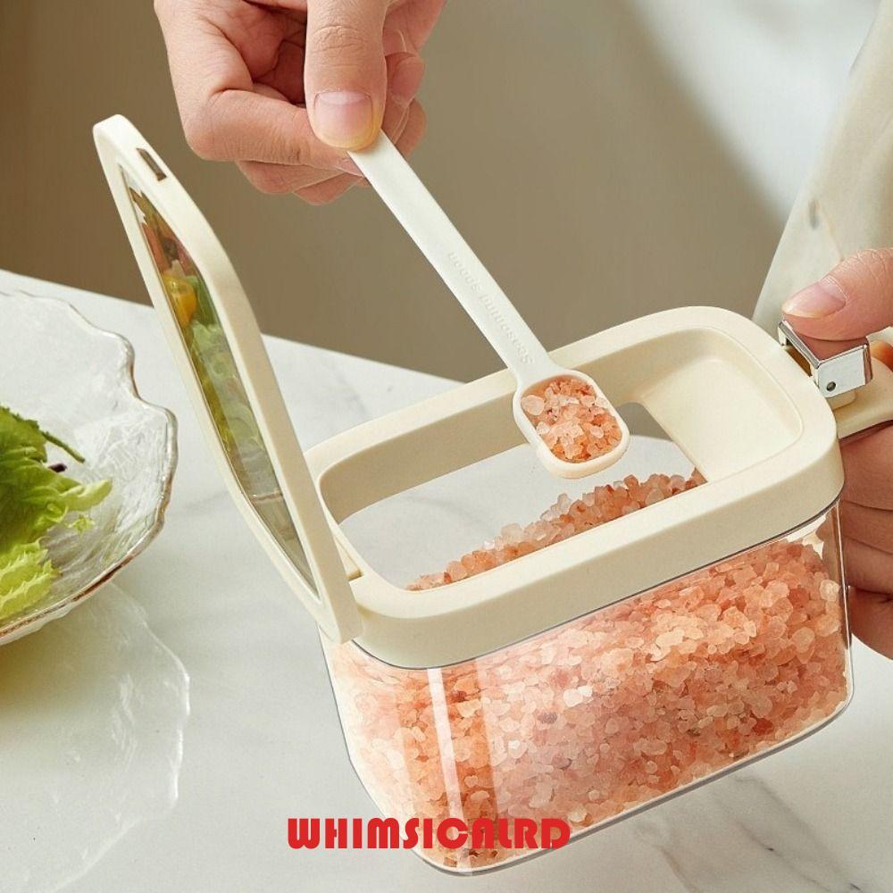 WHIMSICALRD Pop-Top Seasoning Box, 600MLพลาสติกขวดปรุงรส,ปฏิบัติปิดผนึกขนาดใหญ่ความจุพร้อมช้อนเกลือคอนเทนเนอร์ในครัวเรือน