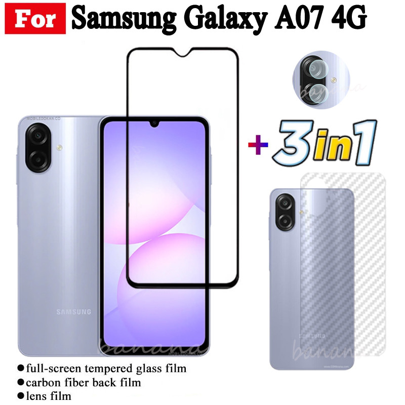 ​​​​​​​3 IN 1 Samsung Galaxy A07 ฟิล์มกระจกนิรภัยสําหรับ Samsung A07 A17 A06 A16 A05 A15 A05S คลุมทั