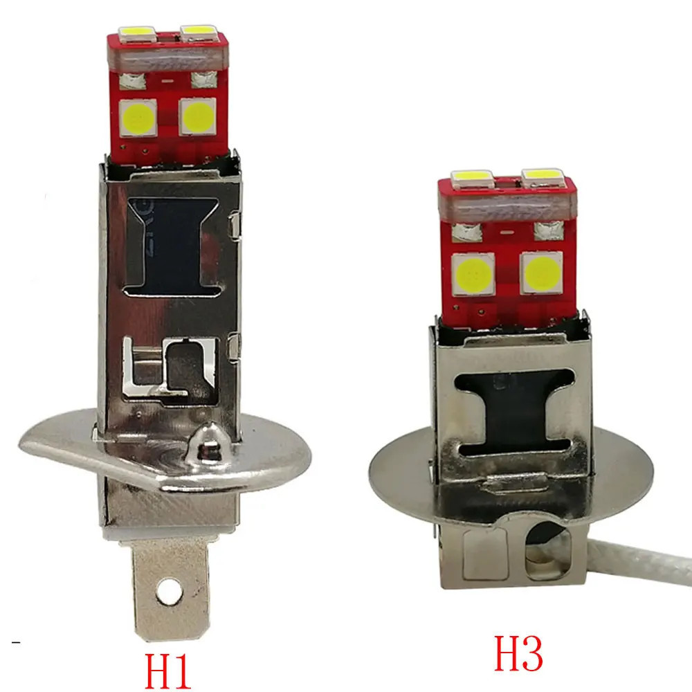 H1 H3 หลอดไฟ LED 6SMD 3030 600LM Super Bright 6000K สีขาว โคมไฟตัดหมอกรถยนต์ 12V