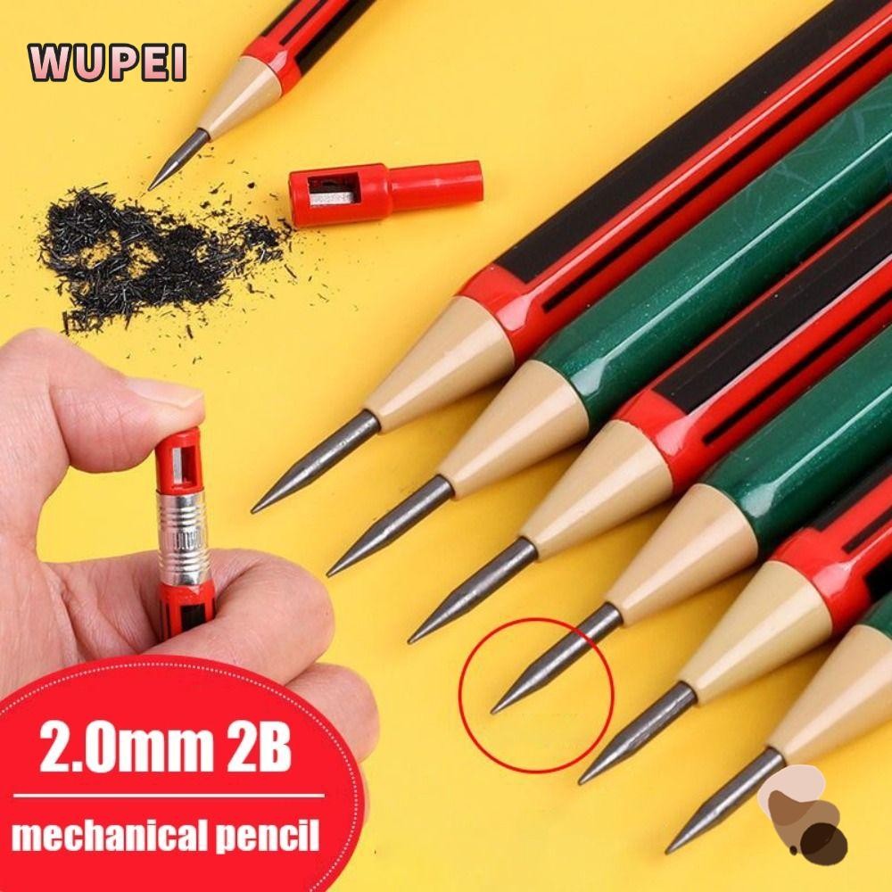 ดินสออัตโนมัติ WUPEI มาพร้อมกบเหลาดินสอ 2.0MM 2B ดินสอกดคุณภาพสูง Sketch Drawing Writing Tool เครื่อ