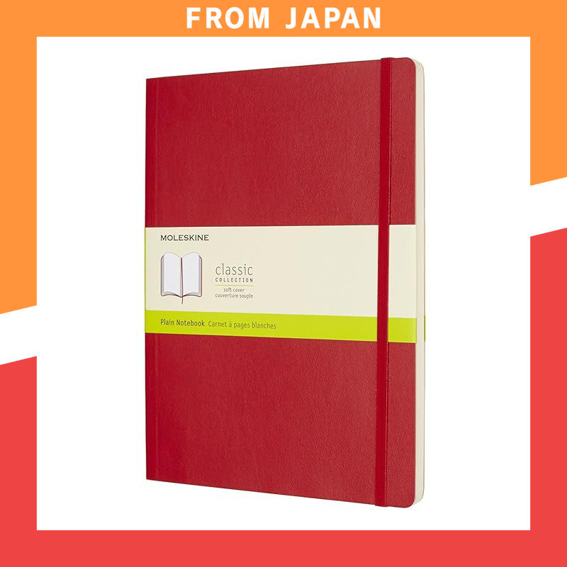 Moleskine Classic Notebook Soft Cover Plain XL Size (19cm x 25cm) Red QP623F2