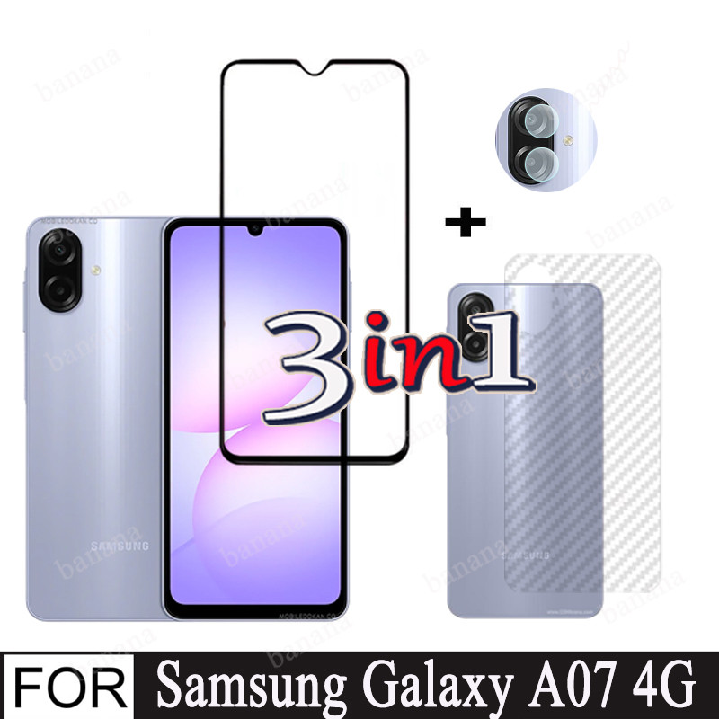 Samsung Galaxy A07 A06 ฟิล์มกระจกนิรภัยสําหรับ SamsungA07 A05S กระจกด้านหน้าด้านหลังฟิล์มกล้องเลนส์ป