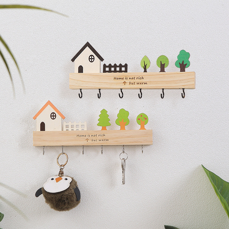 Creative Wall Mountingway Key Hook น่ารักไม้ Key Holder Wall Decor Wall Hook