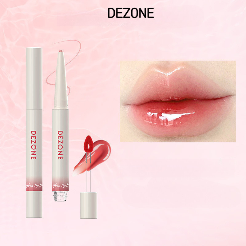 Dezone Double Head Floating Light Sensitive Lip Glaze Mirror Mouth Red Lip Pencil ทนทาน Moisturizing
