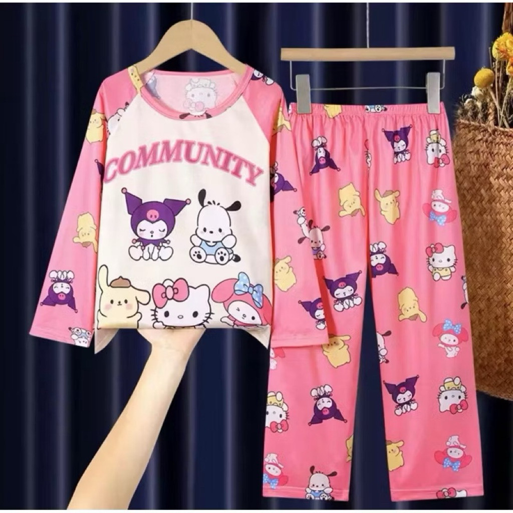 Baju Budak Perempuan Baju Kuromi เด็ก pijamas สาว pijamas ชุดนอน nightwear ชุดนอน