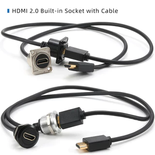 AVSSZ 0.5-2m โลหะ HDMI2.0 Data Extension Cable Connector Female to Male Flush Mount Adapter Socket Wires, for Car Truck Moto Industry
